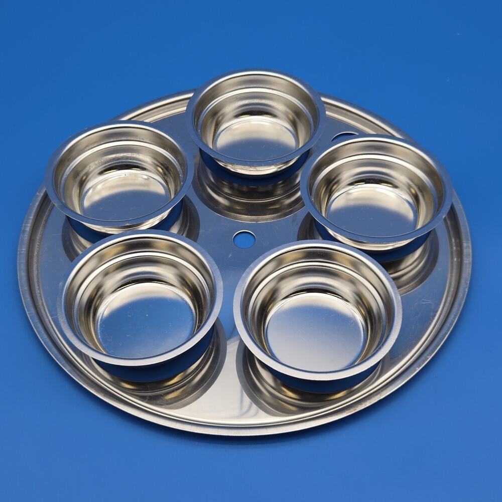 Amway Queen 5 Egg Poacher Insert 10" Stainless Steel Replacement Pan Rack Cups